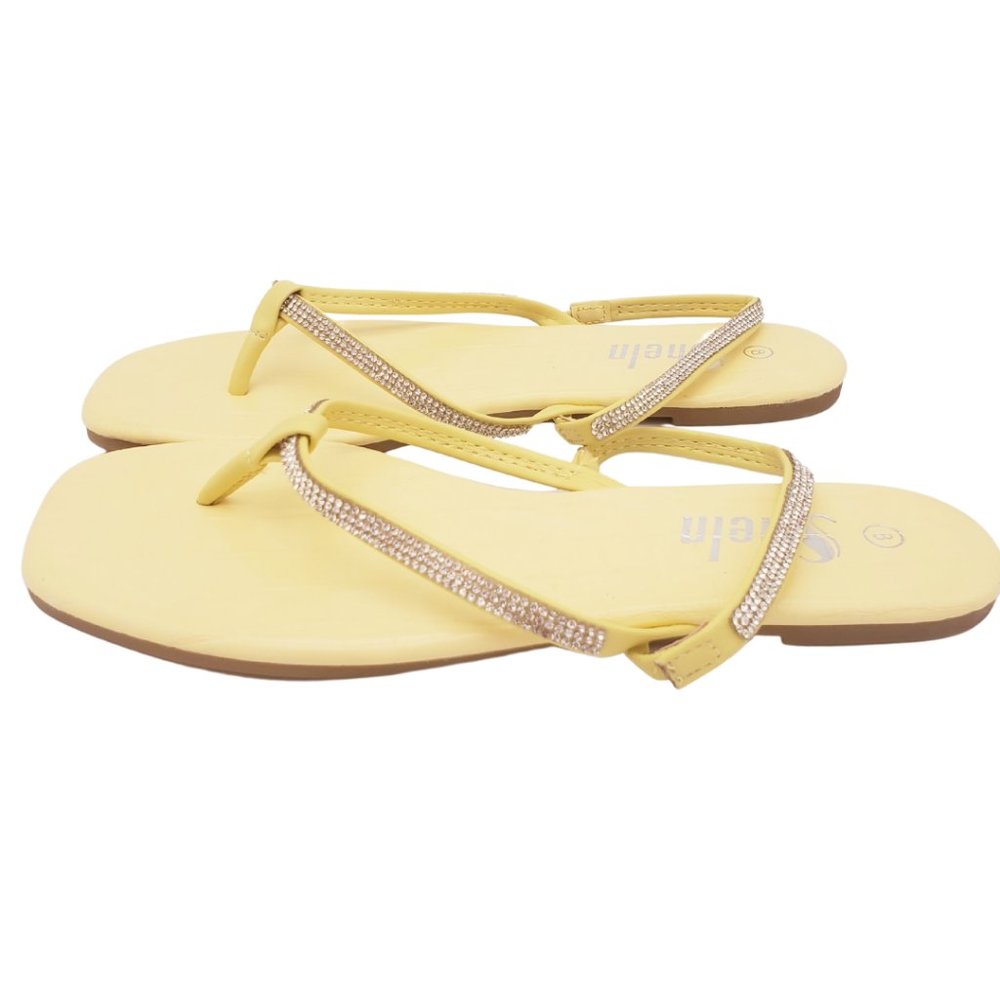 Yellow Rhinestone Sandals - Picture 2 of 2